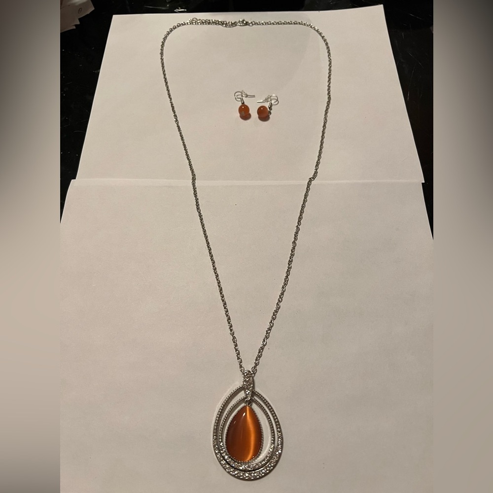 Oval orange cats eye glass set - Picture 3 of 8